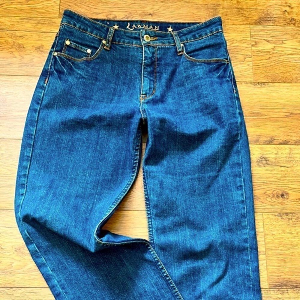 LAWMAN DENIM STRETCH 5 POCKET JEANS W/EMBELLISHED BACK POCKETS 5/6 NEW
